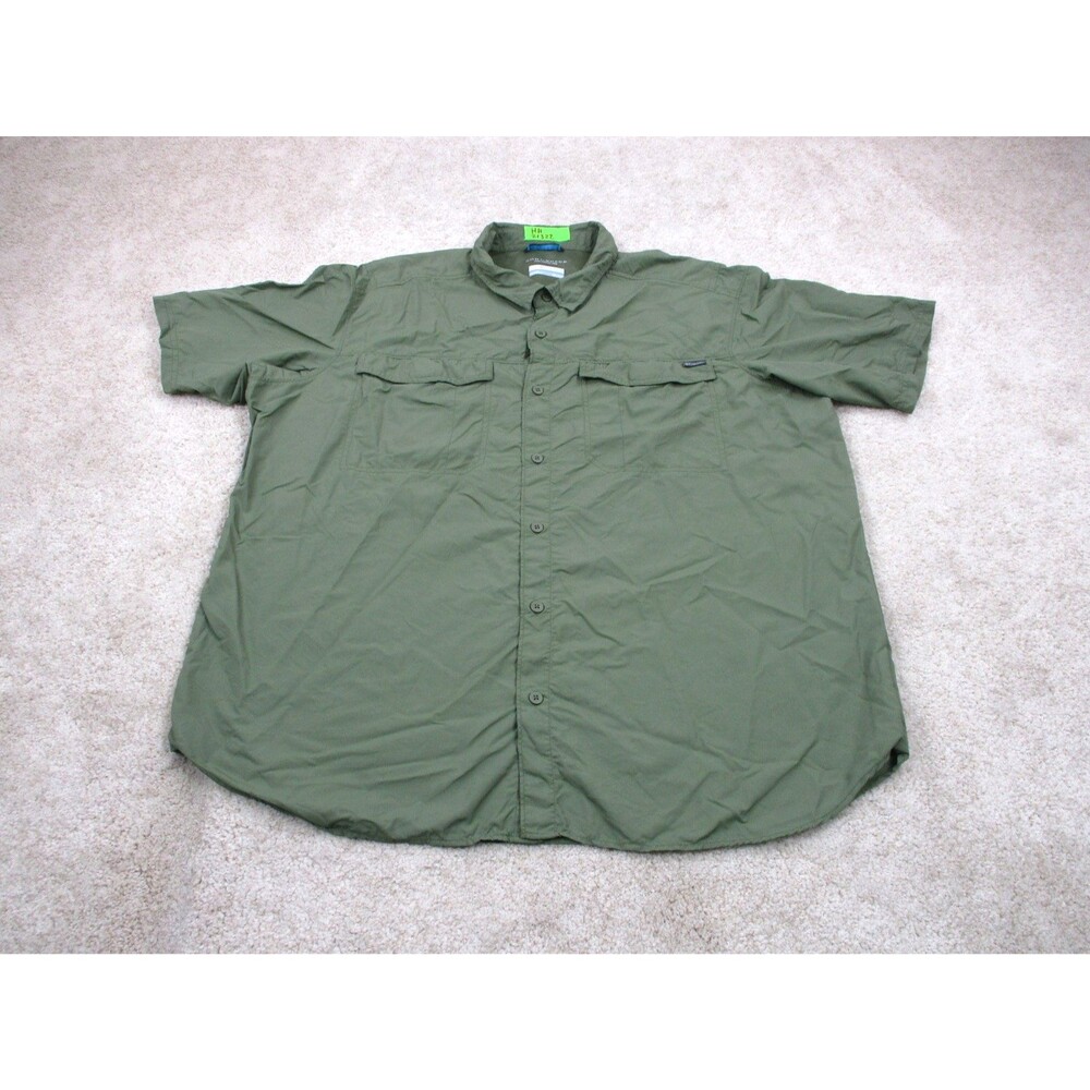 Columbia Shirt Mens 2XL PFG Omni Shade Sun Protection Fishing Green Button Up